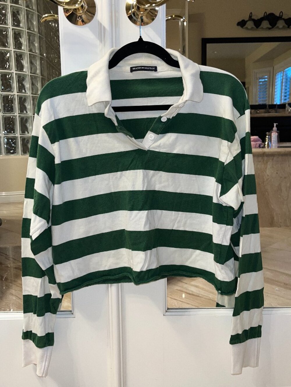 Brandy Melville Green Cropped Polo